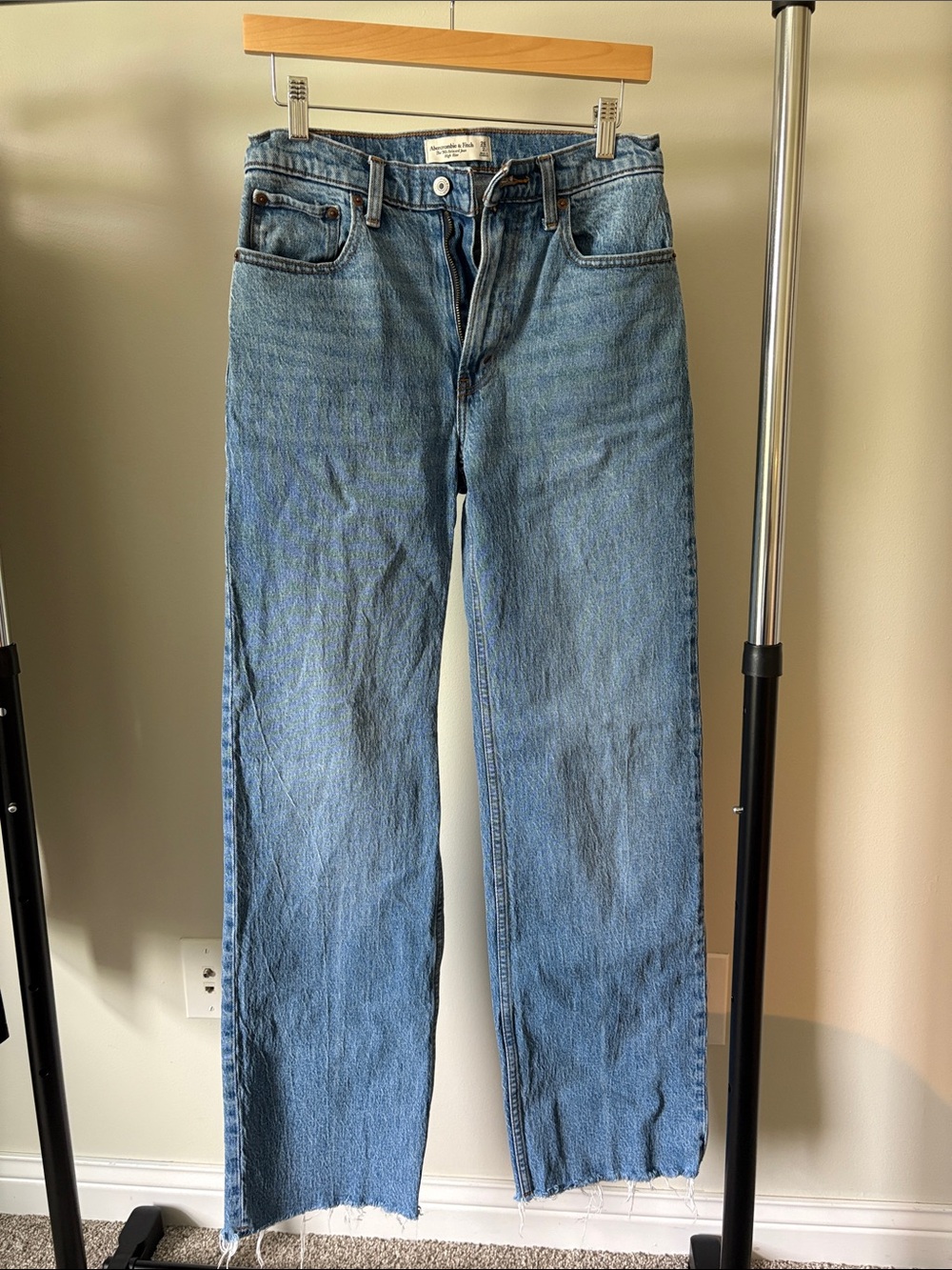 Abercrombie & Fitch Women's Straight Jeans in Light Blue